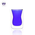 Custom Blue Color Borosilicate Double Wall Glass Cup amber glass bottle